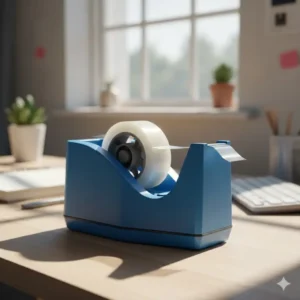 An electric blue, heavy-duty tape dispenser, a functional piece of blue office supplies desk equipment.