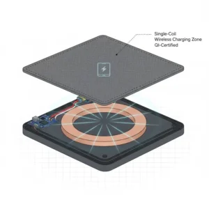 Illustration showing the internal single-coil charging zone of the Courant Essentials Catch 3.