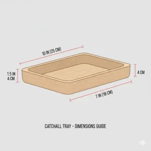 Modern office desk catchall tray illustration organizing pens and stationery on a workspace.