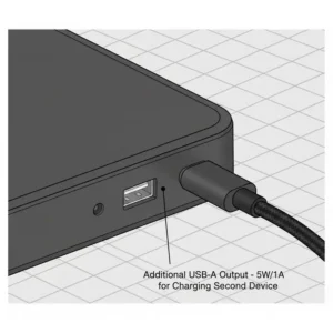 Close-up illustration of the additional USB-A output port on the back of the Courant Essentials Catch 3.