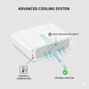 Illustration 4: Detailed view of the heat dissipation and cooling vents on the best under desk wireless charger.