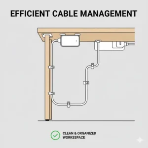 Illustration 7: Neat cable management solution for the power cord of the best under desk wireless charger to maintain a clean desk.