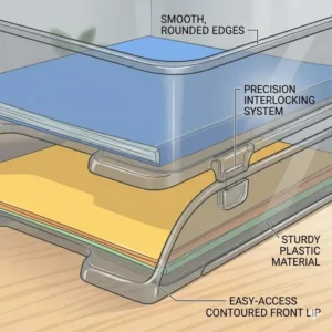 Close-up view of the ergonomic letter tray plastic construction showing smooth edges.
