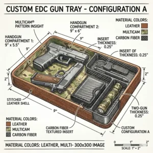 Close-up illustration of a heavy-duty kydex edc gun tray showing the non-slip protective surface.