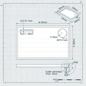 Detailed illustration showing the exact dimensions and length measurements of a wooden bunk bed tray shelf.